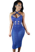 Sexy Blue Caged Bandage Bodysuit with Sheer Mesh Skirt